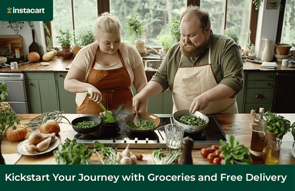 Woman and man cooking a healthy meal